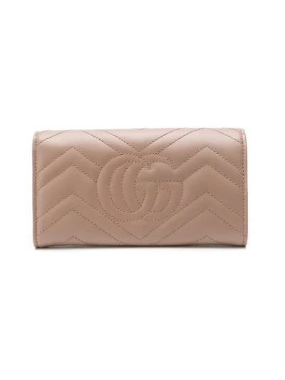 Shop Gucci Gg Marmont Continental Wallet In Neutrals