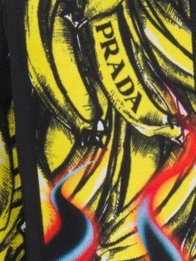 Shop Prada Banana Flame Print Scarf In Yellow