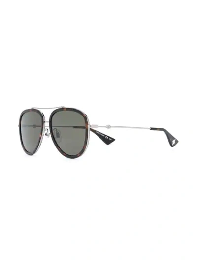 Shop Gucci Aviator Sunglasses In Silver
