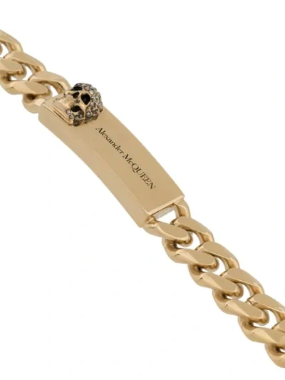 Shop Alexander Mcqueen Chain Skull Bracelet In Gold