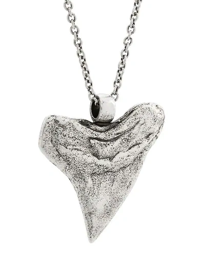 Shop Saint Laurent Shark's Tooth Pendant Necklace In Metallic