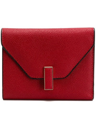 Shop Valextra Iside Fold Wallet In Red