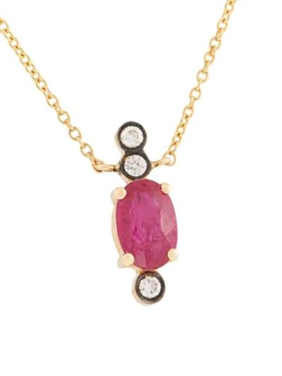 YANNIS SERGAKIS 18KT RUBY STONE NECKLACE - 红色