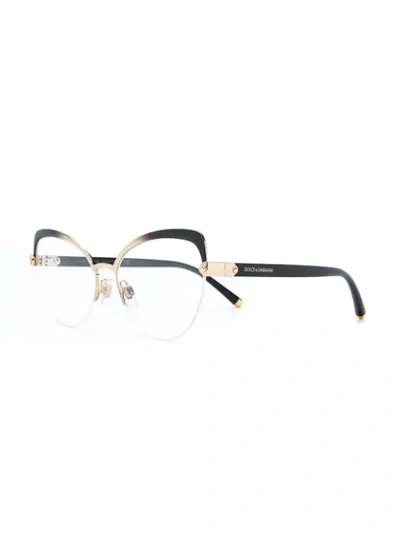 Shop Dolce & Gabbana Cat Eye Glasses In Black