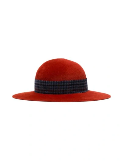 Shop Maison Michel Burnt Orange New Alice Scarf Detail Suede Hat