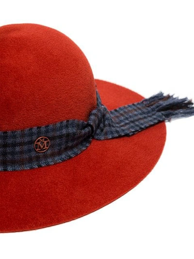 Shop Maison Michel Burnt Orange New Alice Scarf Detail Suede Hat