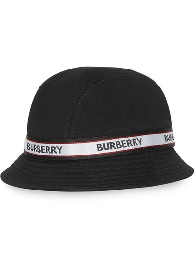 BURBERRY LOGO印花渔夫帽 - 黑色