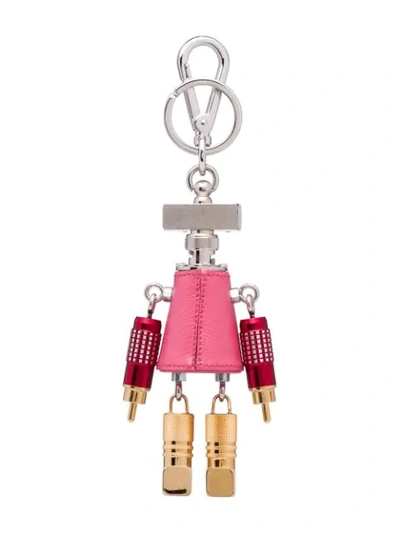 Shop Prada Giulietta Leather Keychain Trick - Pink