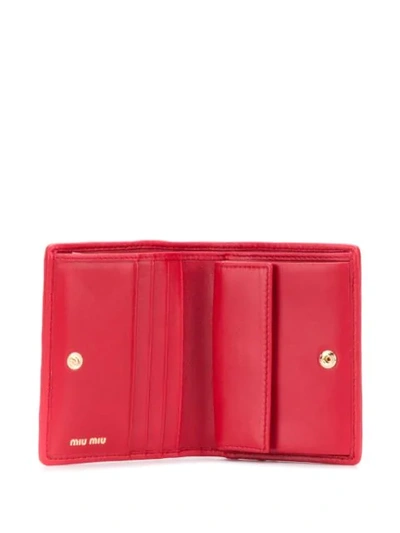Shop Miu Miu Matelassé Leather Wallet In Red