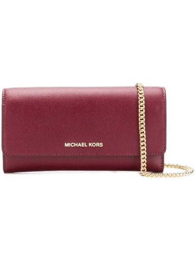 Shop Michael Michael Kors Wallet Shoulder Bag In Red