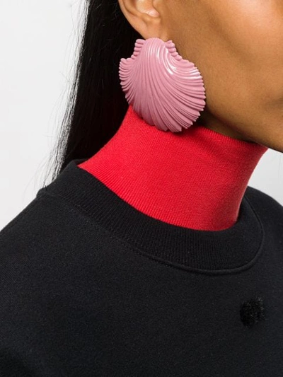 Shop Atu Body Couture Large Shell Earrings In Pink