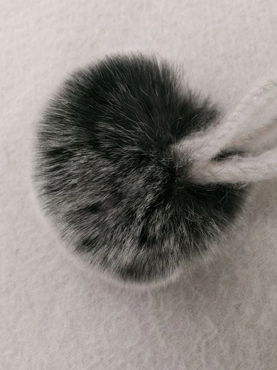 Shop N•peal N.peal Fur Bobble Woven Scarf - Snow Grey + Charcoal Grey Tipped Fur