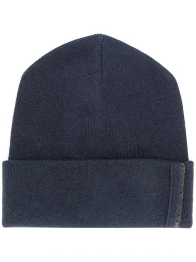 Shop Brunello Cucinelli Fine Knit Beanie In Blue