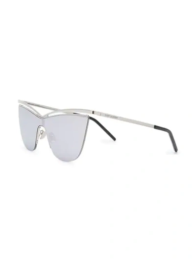 Shop Saint Laurent Cat-eye Shaped Sunglasses In Silver