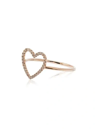 Shop Rosa De La Cruz Rose Gold And Diamond Heart Ring In Pink
