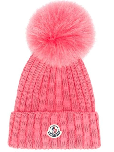 Shop Moncler Pompom Detail Hat In 417 Red