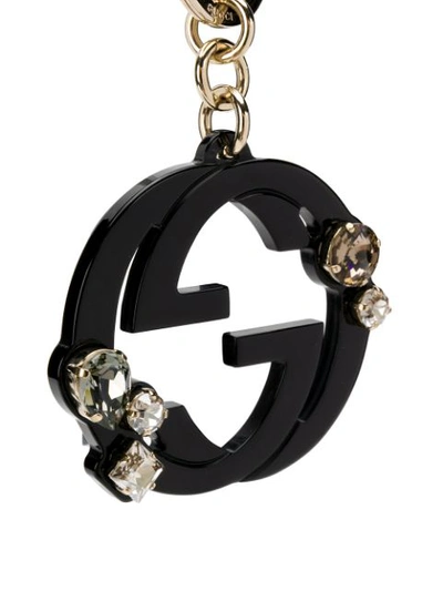 Shop Gucci Interlocking G Logo Keyring - Black