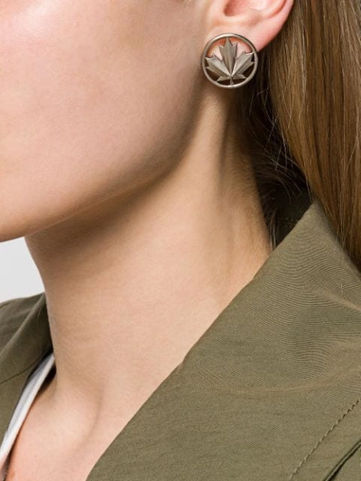 Shop Dsquared2 Leaf Earrings In Silver
