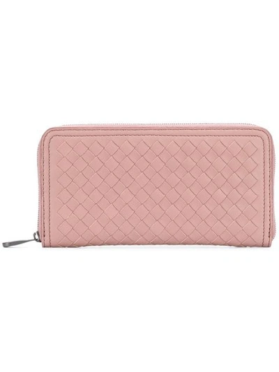 Shop Bottega Veneta Zip Around Wallet In Pink