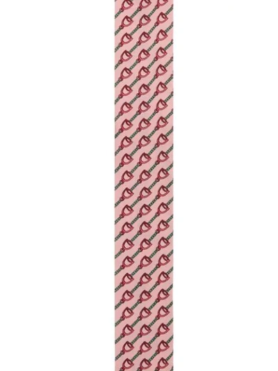 Shop Gucci Neck Bow With Stirrups Print In Pink