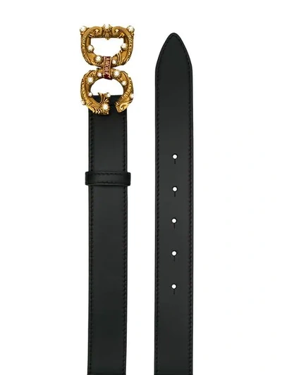 Shop Dolce & Gabbana Dg Amore Buckle Belt In Black