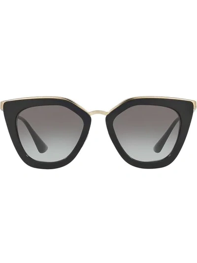 Shop Prada Cat Eye Frame Sunglasses In Black