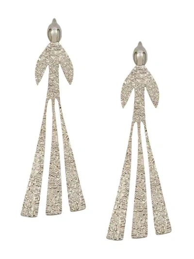 Shop Jw Anderson Hammered Metal Bird Earrings In Silver