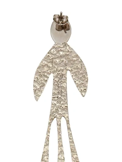 Shop Jw Anderson Hammered Metal Bird Earrings In Silver