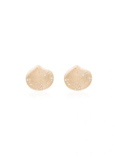 Shop Apples & Figs Birth Of Venus Shell Stud Earrings In Gold