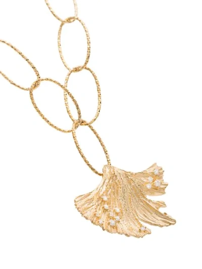Shop Apples & Figs 24kt Gold Vermeil Allegory Of Hope Leaf Necklace In Metallic