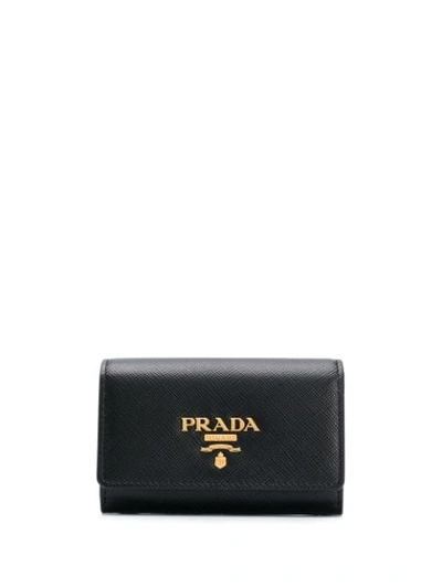 Shop Prada Small Saffiano Leather Portfolio Style Wallet In F0002 Nero