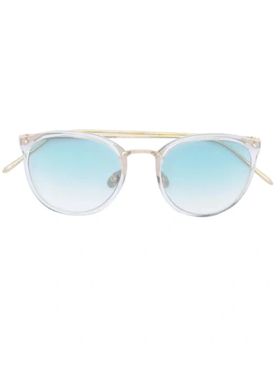 Shop Linda Farrow Wayfarer Sunglasses In Gold