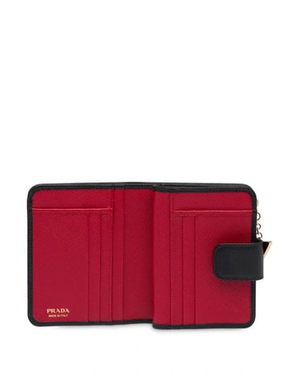 Shop Prada Saffiano Leather Zip Wallet In Black