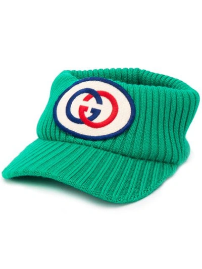 Shop Gucci Gg Logo Patch Hat In Green