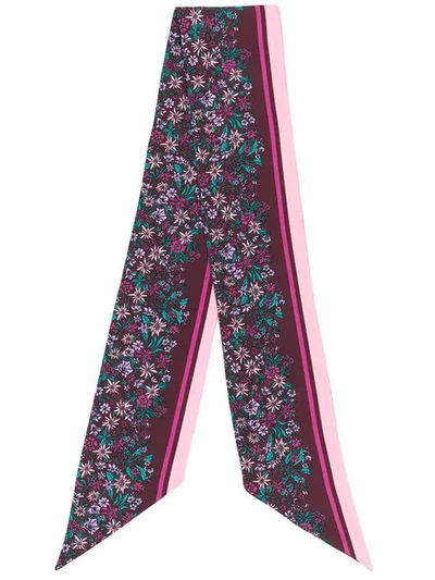 Shop Bally Floral Print Tie Scarf - Pink