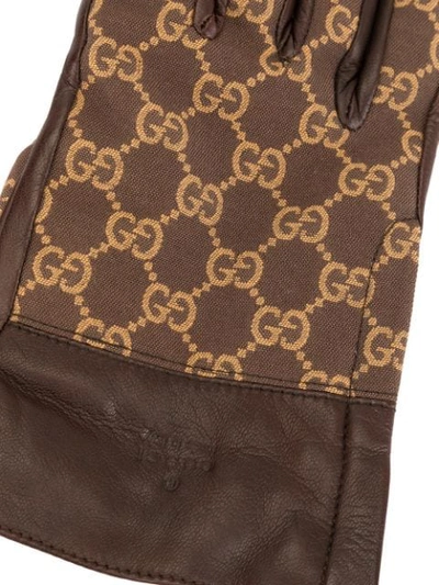 Pre-owned Gucci Logos Gloves In Brown