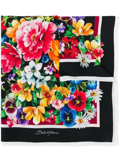 Shop Dolce & Gabbana Floral Print Scarf In Black