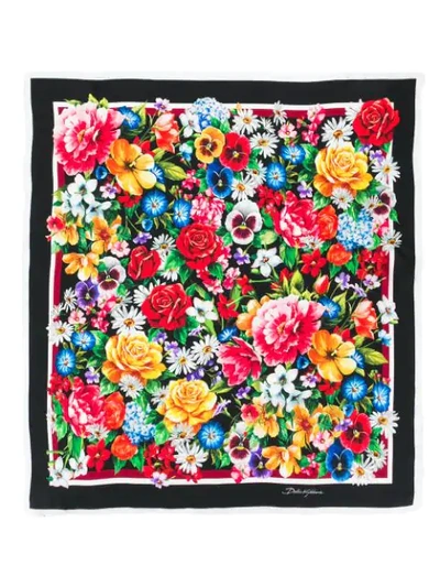 Shop Dolce & Gabbana Floral Print Scarf In Black