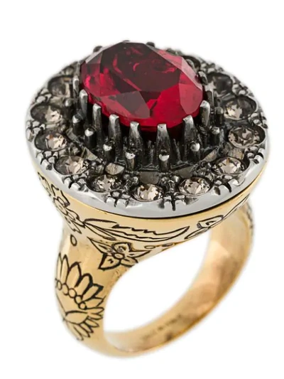 Shop Alexander Mcqueen Stone Ring In Metallic