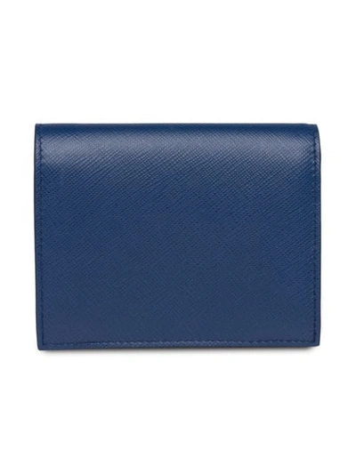 Shop Prada Small Bifold Wallet In Blue