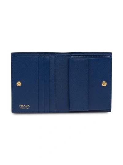 Shop Prada Small Bifold Wallet In Blue