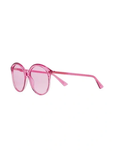 Shop Gucci Fuchsia Pink Specialized Fit Round Frame Sunglasses