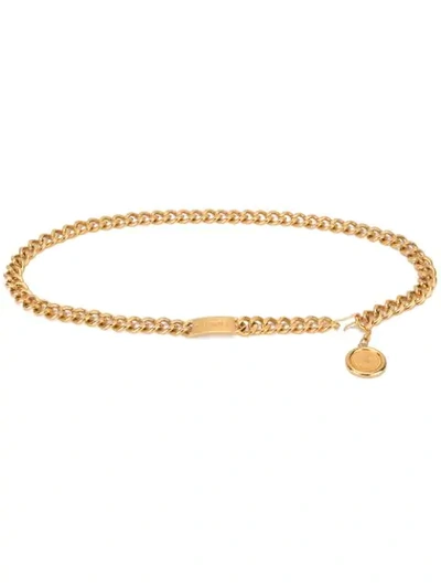 Shop Chanel Cc Medallion Charm Chain Belt In Gold