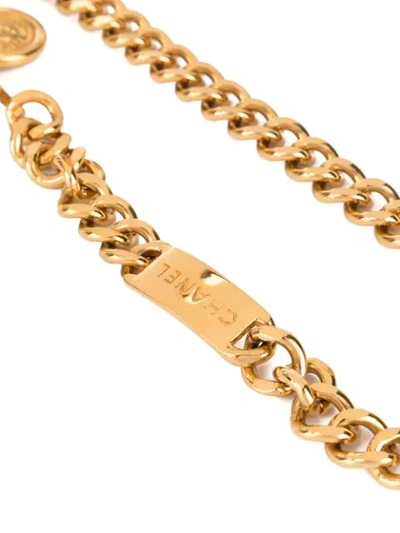 Shop Chanel Cc Medallion Charm Chain Belt In Gold