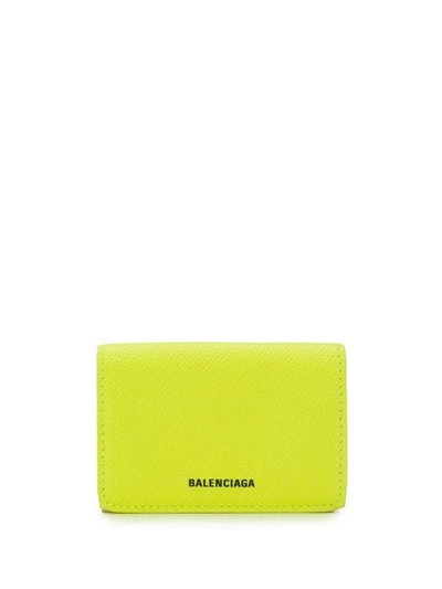 Shop Balenciaga Ville Mini Wallet In Yellow