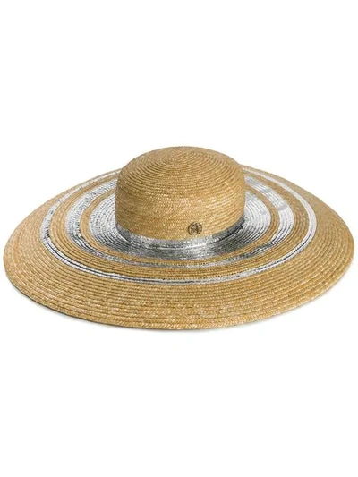Shop Maison Michel Bianca Capeline Hat In Neutrals
