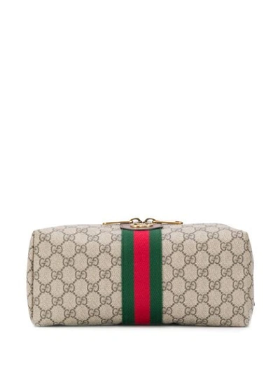 Shop Gucci Ophidia Gg Toiletry Case In Brown