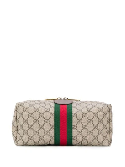 Shop Gucci Ophidia Gg Toiletry Case In Brown