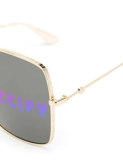 Shop Gucci Fy Sunglasses In 002 Gold-gold-multicolor