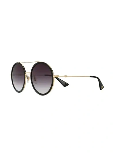 Shop Gucci Round Frame Metal Sunglasses In Black